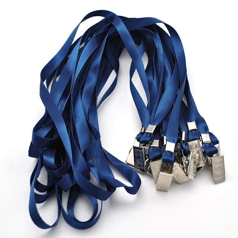 Beebel Lanyards 100 Pack Nylon Flat Badge Lanyard for Id Badge Name Tag (Navy Blue, 100 Pack) - Image 3